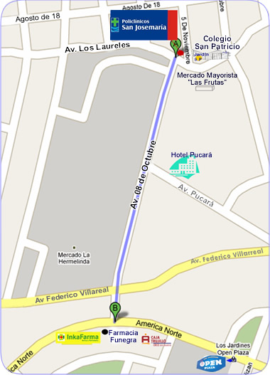 Mapa de Ubicaci&oacute;n de Policlinico San Josemaria Trujillo Peru